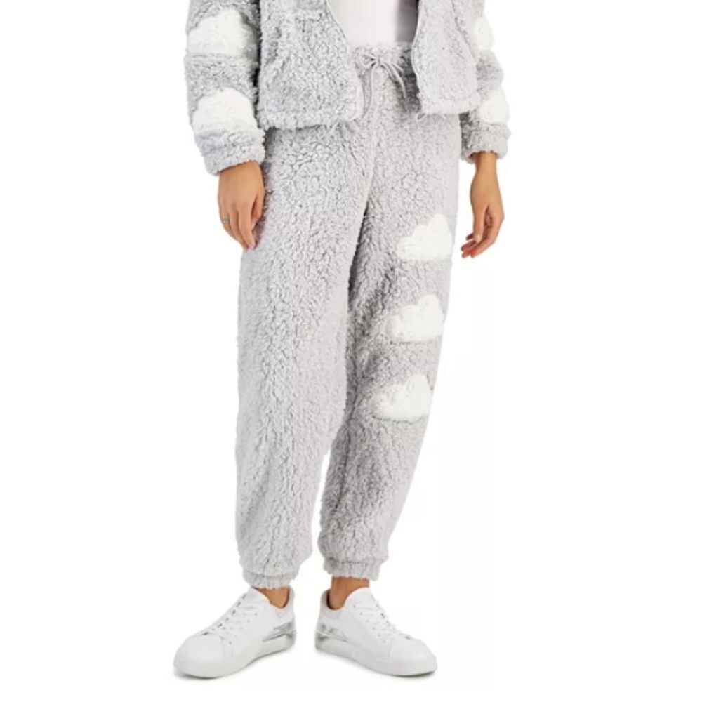 NWT Chase Fame High-Rise Sherpa Joggers Grey Clouds Sweatpants Juniors'  Small